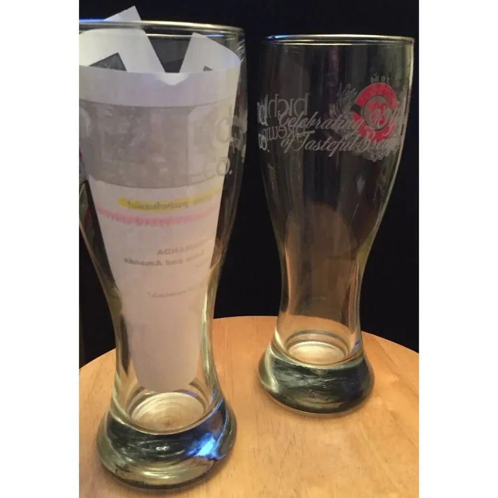Highland Brewing Co Etched Glass Beer Pilsner Ashville Brewery 20th Anniv GIFT